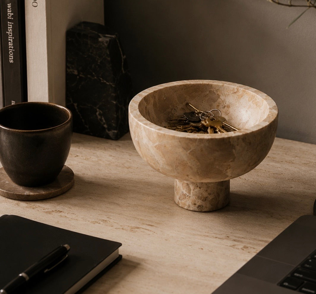 Santino Chocolate Marble Pedestal Bowl