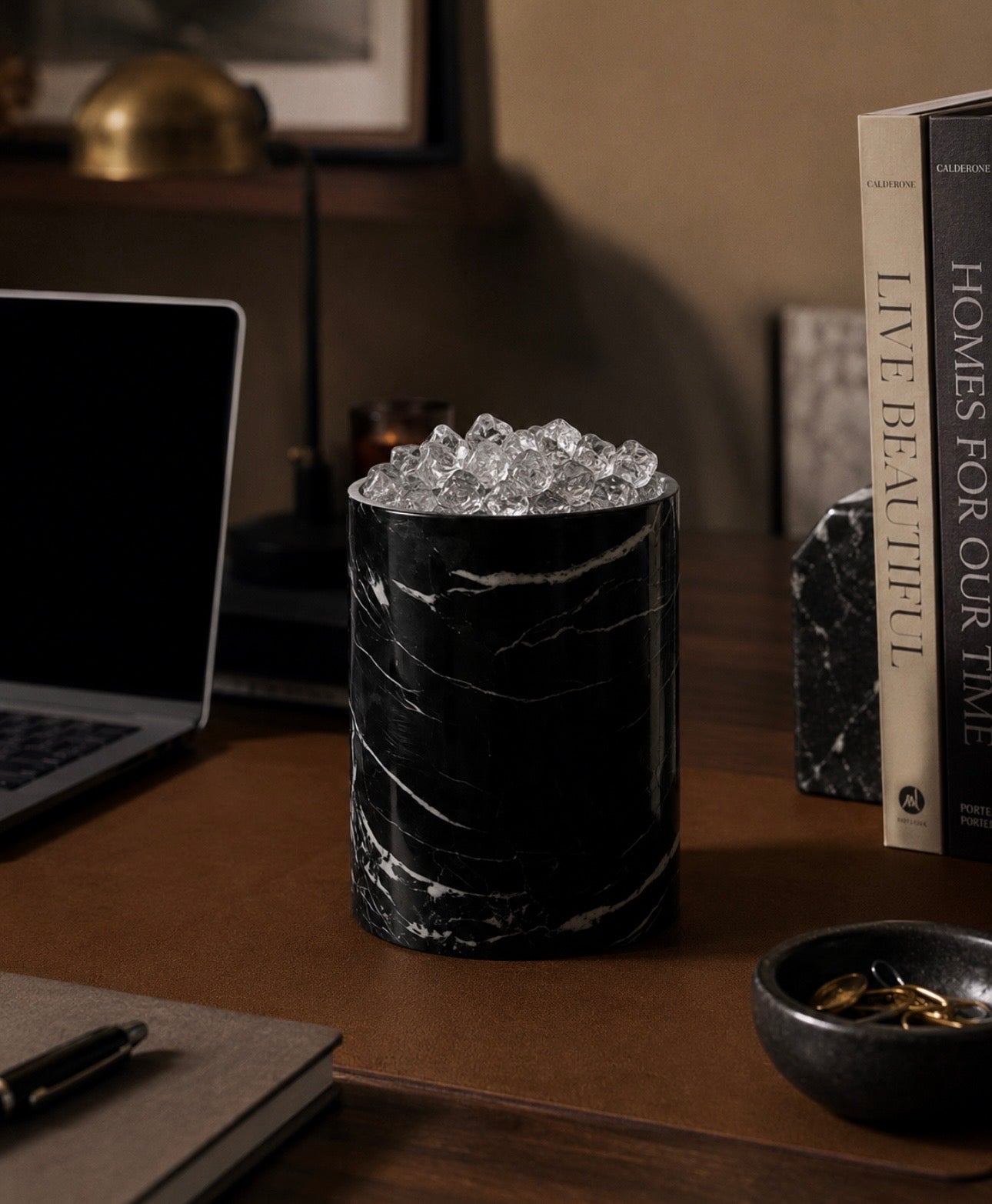 Salmo Black Marble Office Ice Bucket