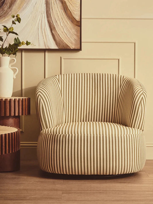 Paris Olive Green and White Stripe Swivel Chair