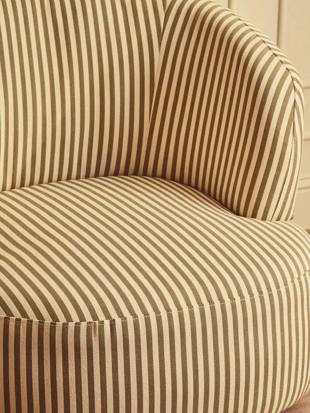 Paris Olive Green and White Stripe Swivel Chair
